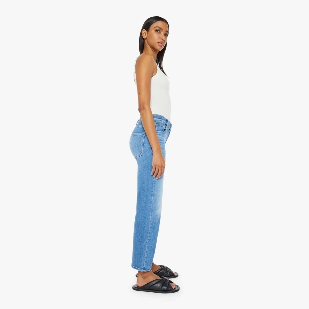 NWT MOTHER Lil’ Zip Rambler Petites Flood High Rise Cropped Straight Jeans 32P - Picture 2 of 16